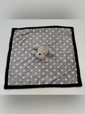 Gerber Modern Moments Puppy Security Blanket Lovey Gray Black White Stars Large